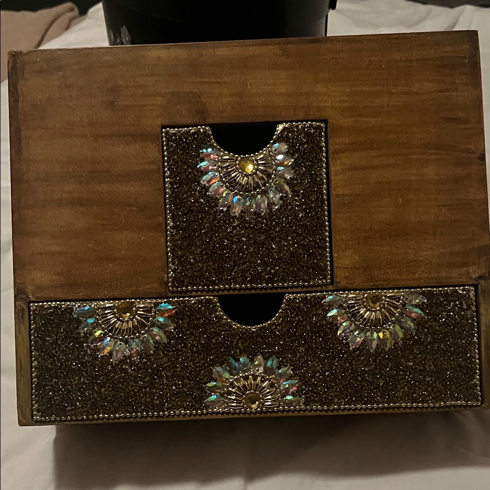 Decorative Wooden Organizer with Floral Accents